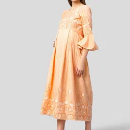 True Shape Floral Print Bell Sleeve Maternity Feeding Fit & Flare Midi Dress image 5