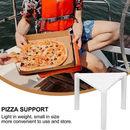 bakezy Triangle Pizza Stool Table Separator for Delivery & Catering Tripod Stand Food-Grade White Plastic Finish Trivet image 2