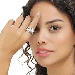 bhagya lakshmi Traditional Alloy Silver Plated Ring image 4