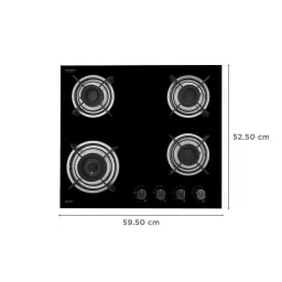 KAFF HBR 604 A Tempered Glass Top 4 Burner Automatic Electric Hob (Matte Enamelled Pan Support, Black) image 2