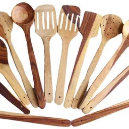 Handmade Wooden Non-Stick Serving and Cooking Spoon Kitchen Tools Utensil, Set of 12 Wood Serving Spoon, Wooden Spoon, Cooking Spoon Set-image-21