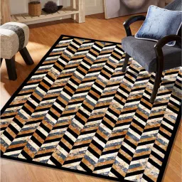 modefe Brown Geometric Nylon 5 ft x 7 ft Machine Made Carpet image 1