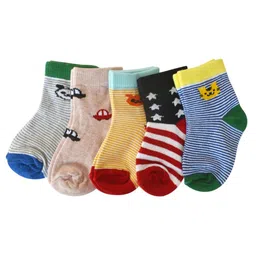 FOOTPRINTS Kids Pack Of 5 Patterned Above Ankle-Length Organic Cotton Socks image 2