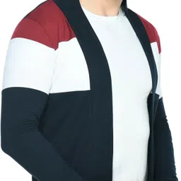 trendolo Men Kimono Style Full Sleeve Dark Blue Shrug image 3