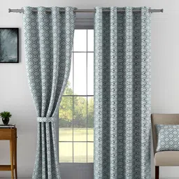 Aura Grey Set of 2 Long Door Curtain image 2