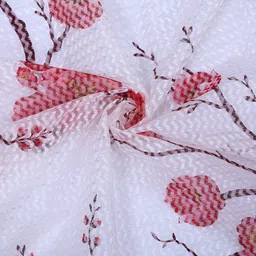 THE CONVERSION White & Maroon 2 Pieces Floral Sheer Long Door Curtain image 3