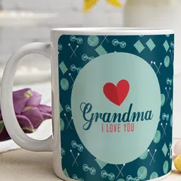 Indigifts Beige & Blue 2 Pieces Printed Ceramic Glossy Mugs - 325ml Each image 5