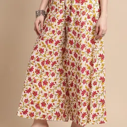 Pistaa Floral Printed Flared Cotton Palazzos image 2
