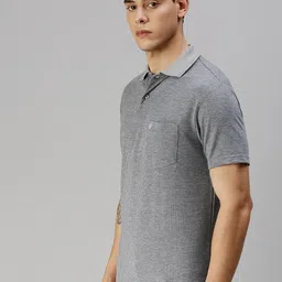 ONN Men Grey Melange Polo Collar T-shirt image 5
