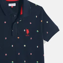 U.S. Polo Assn. Kids Boys Printed Pure Cotton Polo Collar T-shirt image 2