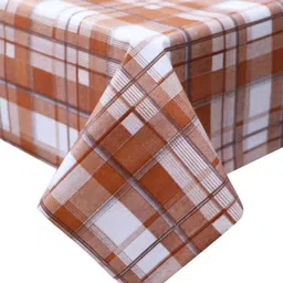 Dakshya Industries Brown & White Geometric Printed Waterproof 4-Seater Table Cover image 3