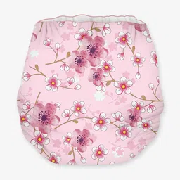Snugkins Kids Sakura Reusable Cloth Diaper with Organic Cotton Prefold Pad - Pink image 3
