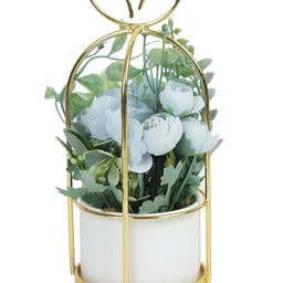 TAYHAA Blue & Gold-Toned Rose Artificial Flower With Pot image 2