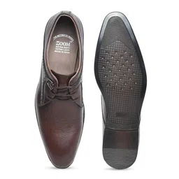 Zoom Shoes Men Brown Solid Leather Formal Derby Shoes image 3