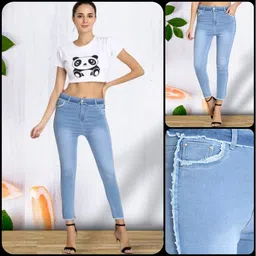 1daystreet Women Skinny Mid Rise Light Blue Jeans-picture-33