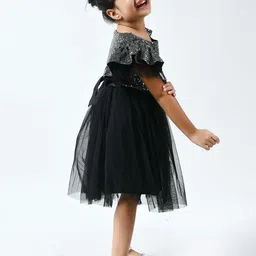 Bella Moda Girls Black Embellished Fit and Flare Dress image 4