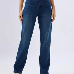 Women Straight Fit Mid Rise Blue Jeans-image-41