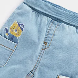 mothercare Boys Jogger Mid-Rise Light Fade Cuffed Hem & Embroidered Stretchable Jeans image 3