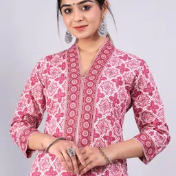 zewar by modi's Women Printed Pure Cotton Straight Kurta-picture-14