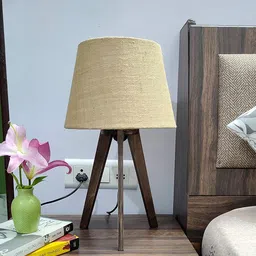plypandit Tripod Table Lamp in Dark Wood Finish Table Lamp image 2