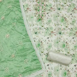 KALINI Embellished Pure Cotton Unstitched Dress Material image 4