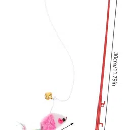 petfun Colorful Feather Mouse Teaser Wand | Interactive Cat Toy with Bells Plastic Training Aid For Dog & Cat image 3