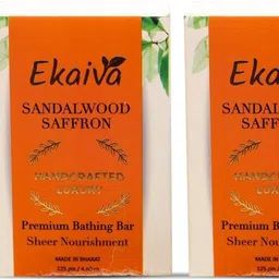 ekaiva organics Sandalwood & Saffron Soap | Ayurvedic, Handmade | Glowing & Anti-Tan image 1