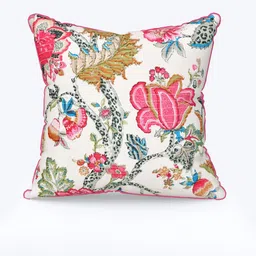 EasyGoods Anokhi Red Set Of 2 Floral Printed Cotton Square Cushion Covers image 3