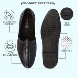 fausto Laser Cut Design Stitched Ethnic Party Slip On Juttis and Mojaris For Men image 4