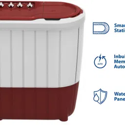 whirlpool 7 kg 5 Star,Turbo Scrub Technology Semi Automatic Top Load Red, White image 2
