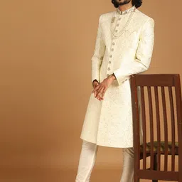 Manyavar Self-Design Art Silk Traditional Sherwani Set image 3