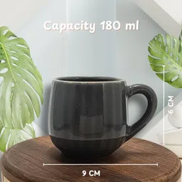 the india style Pack of 6 Ceramic Ceramic Grey color Tea/Coffee Cup Set - 180 ML Each (white color, Cup) image 3