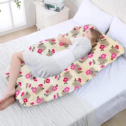 mom's moon Microfibre Pregnancy Pillow Pack of 1 Floral Flower Printed Velvet image 4