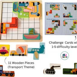 majolies Wooden Tetris Set - Vehicles | Logic Puzzle Game | Brain Teaser-picture-25