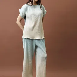 Athena Tie And Dye Ombre Pleated Top With Trousers Co-Ords image 3
