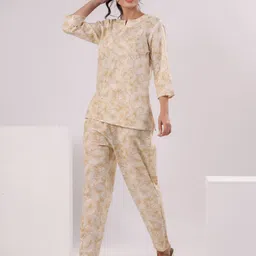 SANSKRUTIHOMES Printed Pure Cotton Top & Trousers Co-Ords image 3