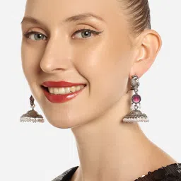 Zaveri Pearls Set of 2 Contemporary Silver-Plated Chandbalis Earrings image 5