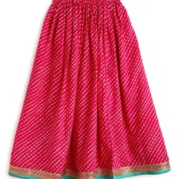 Campana Girls Magenta & Turquoise Blue Printed Ready to Wear Lehenga & Blouse With Dupatta image 3
