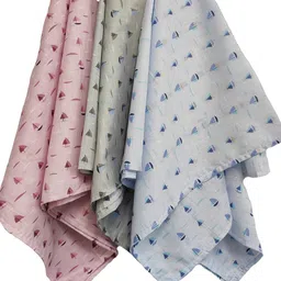Trance Home Linen 
Color Boats Set of 3 Cotton Baby Swaddle Wrap image 3