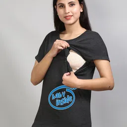 SillyBoom Typographic Printed Extended Sleeves Cotton Lycra Maternity T-shirt image 5