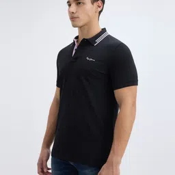 Pepe Jeans Men Solid Polo Collar Cotton T-shirt image 3