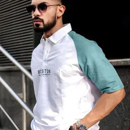 Maniac Men Printed Polo Collar Cotton Oversized Tshirt image 3