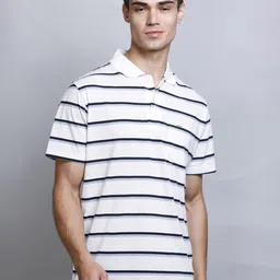 GODFREY Horizontal Striped Polo Collar Pockets T-shirt image 3