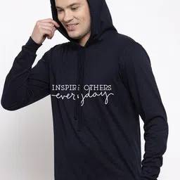 Friskers Men Navy Blue Typography Printed Pockets T-shirt image 3