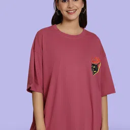 Fabflee Pack Of 2 Typography Printed Drop-Shoulder Sleeves Cotton Oversized T-shirt image 3