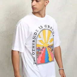 HIGHLANDER Men Graphic Printed Graphic Print Others Round Neck Polyester Oversized T-Shirt image 3