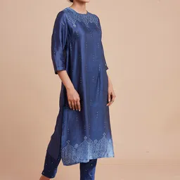 folk song W The Folksong Collection Bandahani Printed Mandarin Collar Kurta image 2