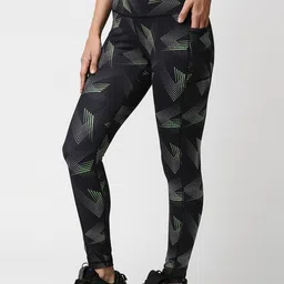 SOIE High Waist Ankle Length Quick Dry Printed Sports Leggings With Side Pockets image 5