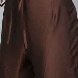 Tulsattva Women Coffee Brown Embroidered Aari Work Kurta with Trousers &  Dupatta image 3