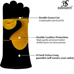 hand safety HS-121 Leather Safety Gloves image 2